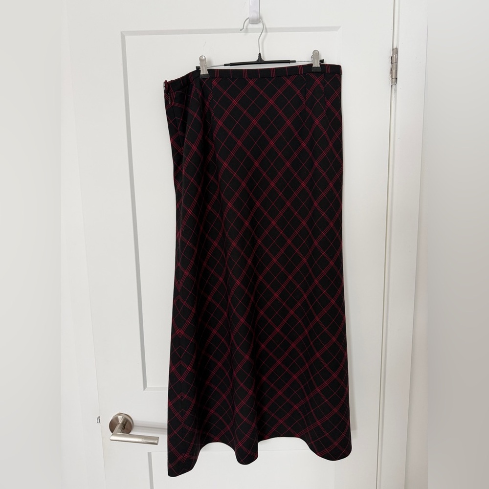 Pendleton Black and Red Checkered Plaid Wool Maxi Skirt